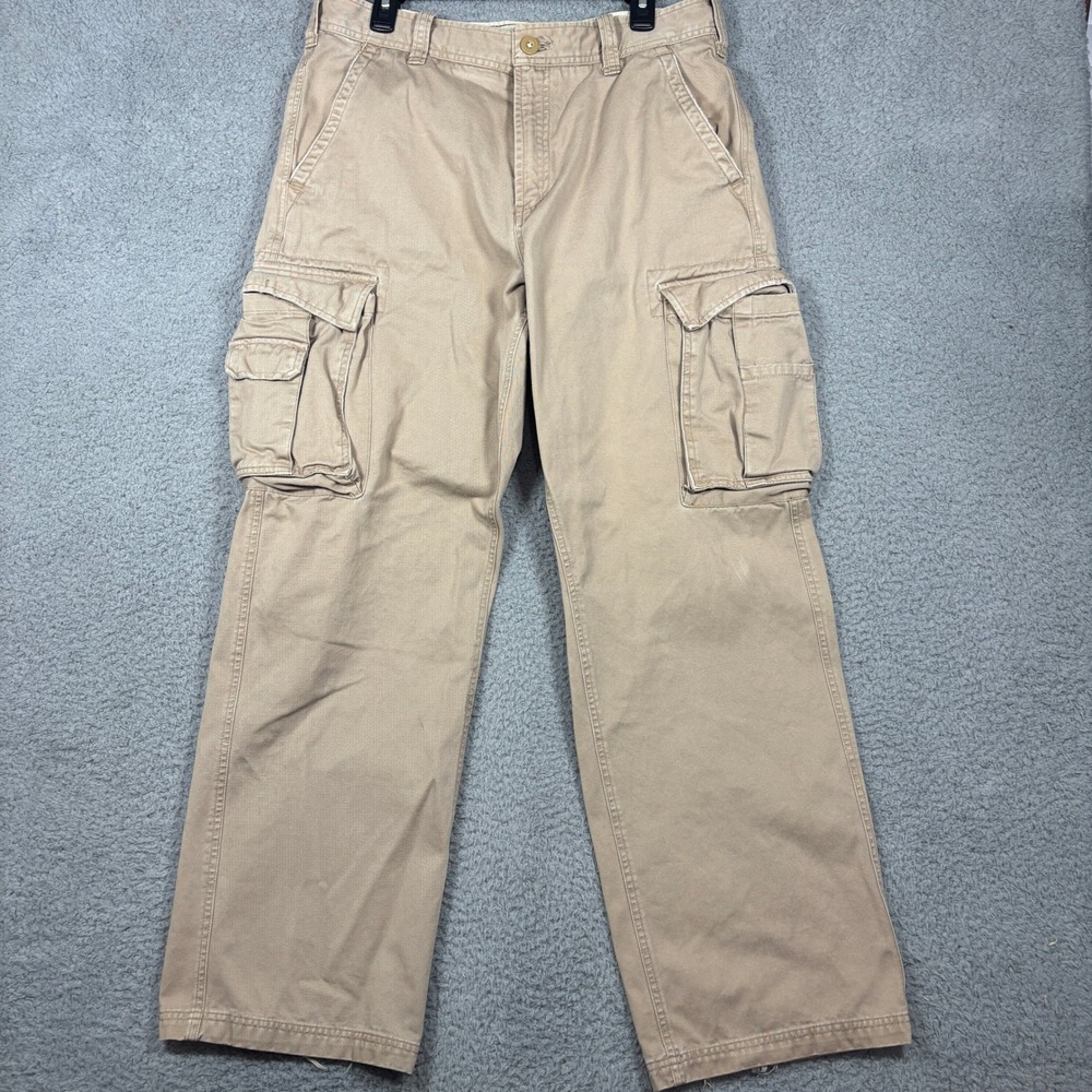 Y2K Aeropostale Cargo Pants Mens 34x32 Tan Khaki Straight Leg Utility Pocket